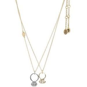 NIB Vintage Juicy Couture 2-chain Diamond Charm Necklace Silver Rare!